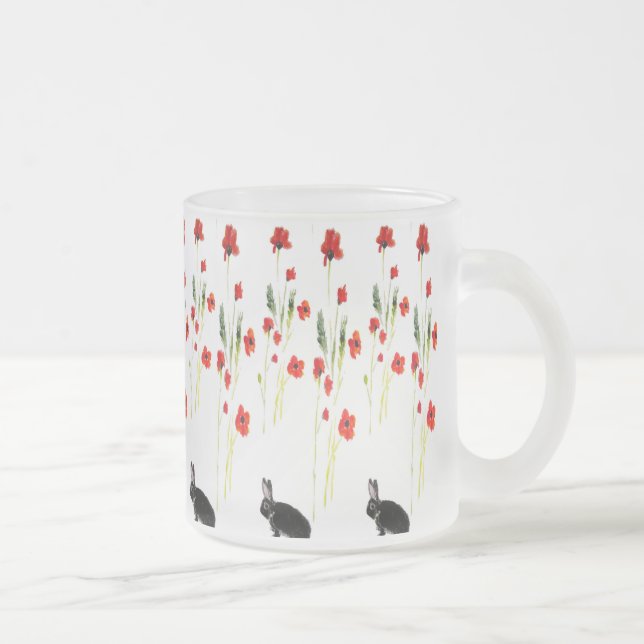 Tasse Givré Poppies rouges Lapin Lapin Flore (Droit)