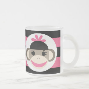 Tasse Givré Rayures mignonnes de rose de noir de singe de