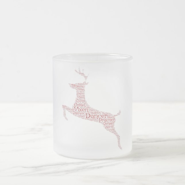 Tasse Givré Reindeer Word Art Rudolph Blixem Comet Cupide (Centre)