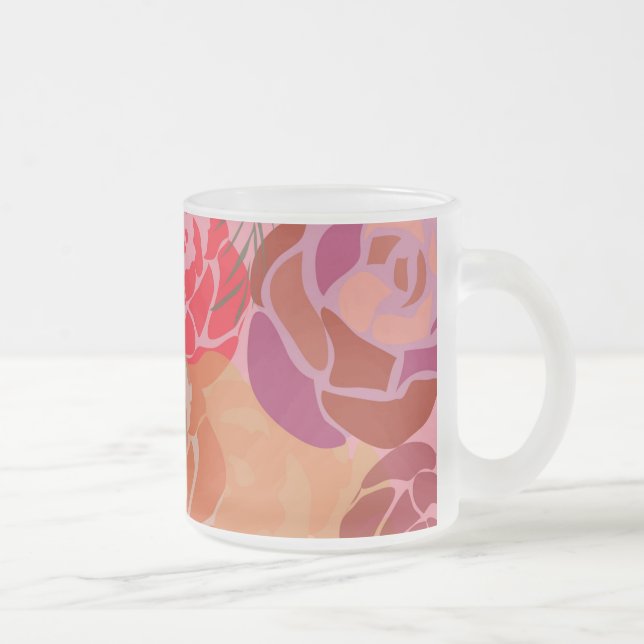 Tasse Givré Rose rose motif avec fleurs et plantes (Droit)