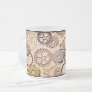 Tasse Givré Roues à vapeur, engrenages, clés, vieille carte Pe