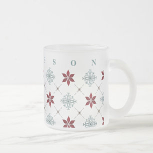 Tasse Givré Simple motif personnalisé rouge bleu étoile flouri