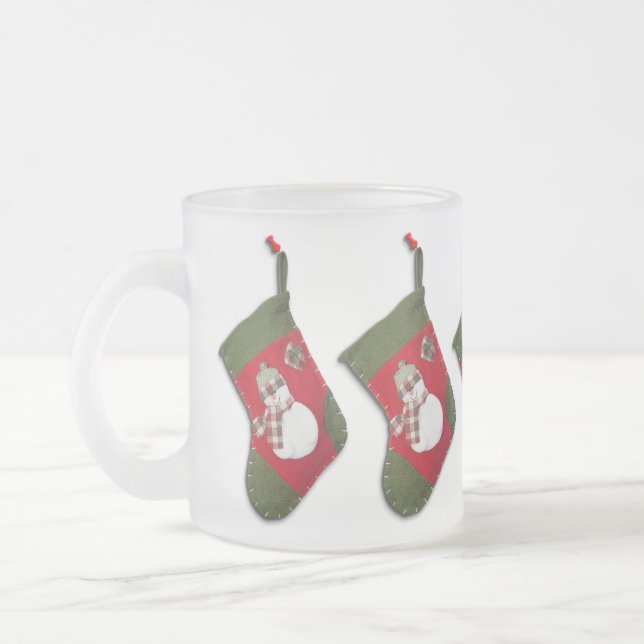 Tasse Givré Snowman Plaid Scarf Christmas Stocking (Gauche)