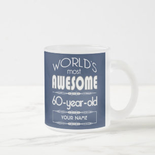 Tasse Givré soixantième D'anniversaire des mondes bleu-foncé