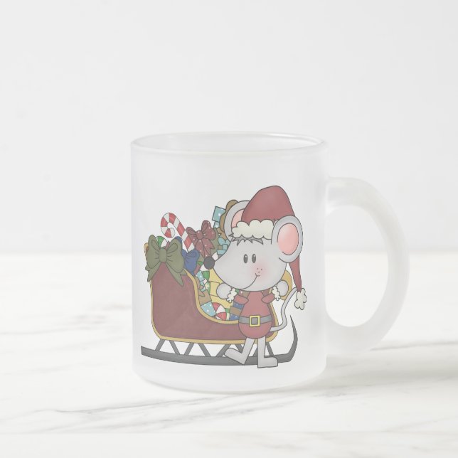 Tasse Givré Souris de Père Noël avec le traîneau (Droit)