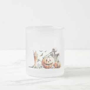 Tasse Givré Squelette avec citrouille et boire. Halloween.