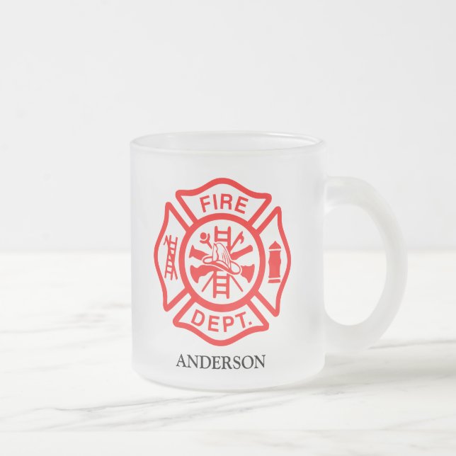 Tasse Givré Symbole pompier Logo pompier Nom personnalisé (Droit)