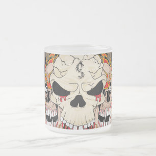 Tasse Givré Tatouage Crâne Huit glaçés Coupe de café en verre 