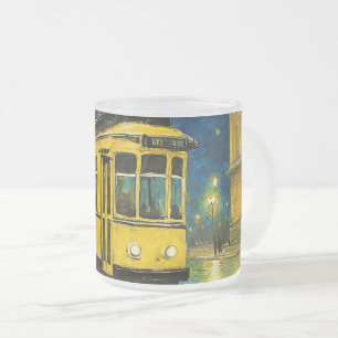 Tasse Givré tramway jaune sur une nuit étoilée -Budapest