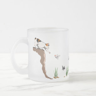 Tasse givré translucide Chat qui va à la pêche