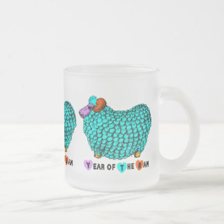 Tasse Givré Turquoise bélier chinois Année Zodiac verre dépoli