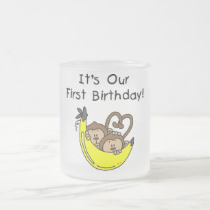 Tasse Givré Twin Boys 1st Birthday Monkey Tshirts et cadeaux