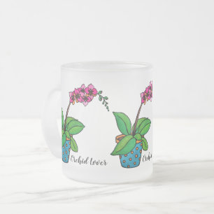 Tasse Givré Usine d'orchidée d'aquarelle dans le beau pot