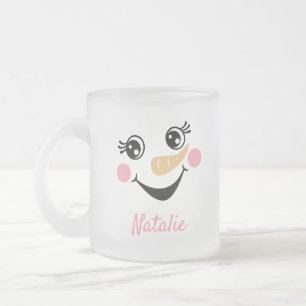 Tasse Givré Vacances Happy Snowman Face Monogramme