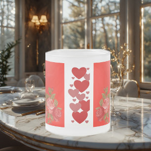 Tasse Givré Valentines Jour Balayage Coeurs Romantiques Roses