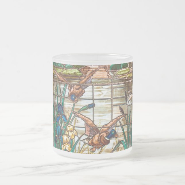 Tasse Givré Verre tendu canard colvert et cattails (Centre)