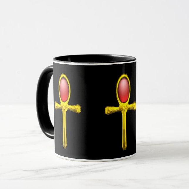 Tasse GOLD ANKH, RED TALISMAN EGYPTIAN JEWEL Black (Devant gauche)