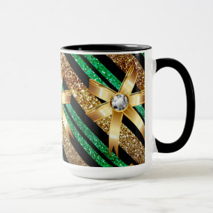 Tasse Gold Vert & Black Faux Parties scintillant Gold Di