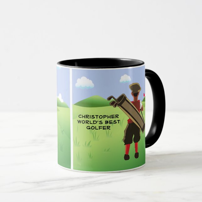 Tasse Golf personnalisé amusant sur le terrain de golf (Devant droit)