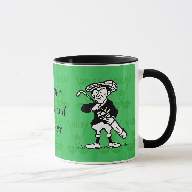 Tasse Golfeur personnalisé de bande dessinée de golf (Droite)