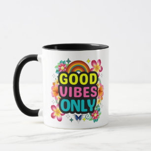 Tasse 'Good Vibes Only' - Farbige Regenbogen-Kaffe