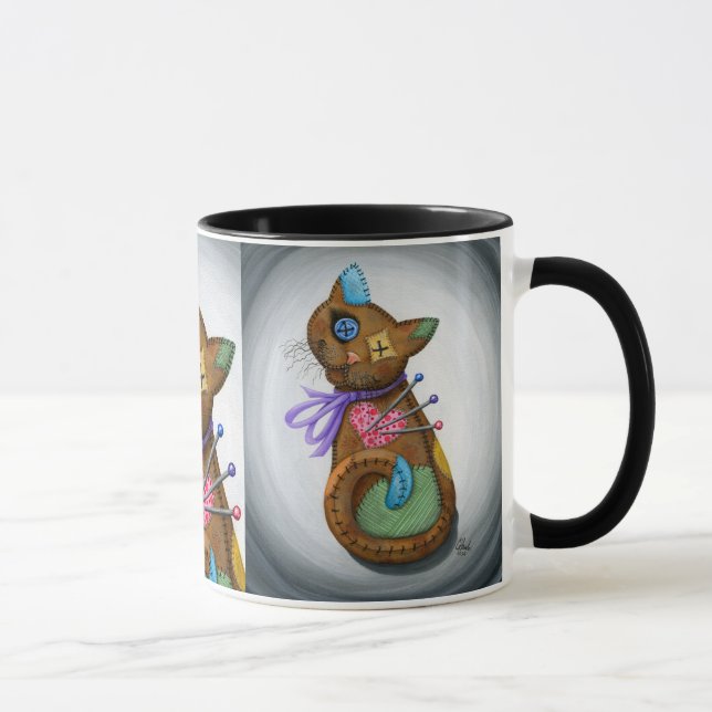 Tasse gothique d'art de chat de patchwork de (Droite)