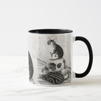 Tasse gothique d'art d'imaginaire de crâne de chat