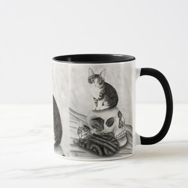 Tasse gothique d'art d'imaginaire de crâne de chat (Droite)