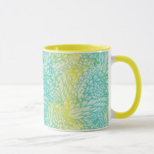 Tasse Gradient jaune et bleu vintage floral