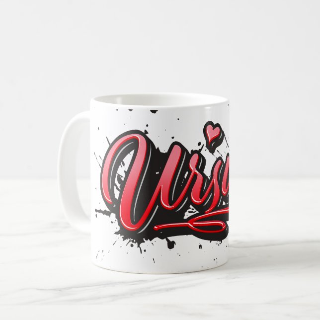 Tasse graffiti coeur rouge Ursula tasse à café (Devant gauche)