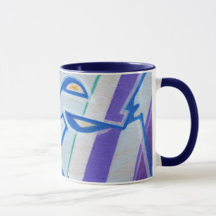 Tasse Graffitis abstraits rayés bleus