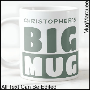 Tasse grande avec texte de nom personnalisé drôle