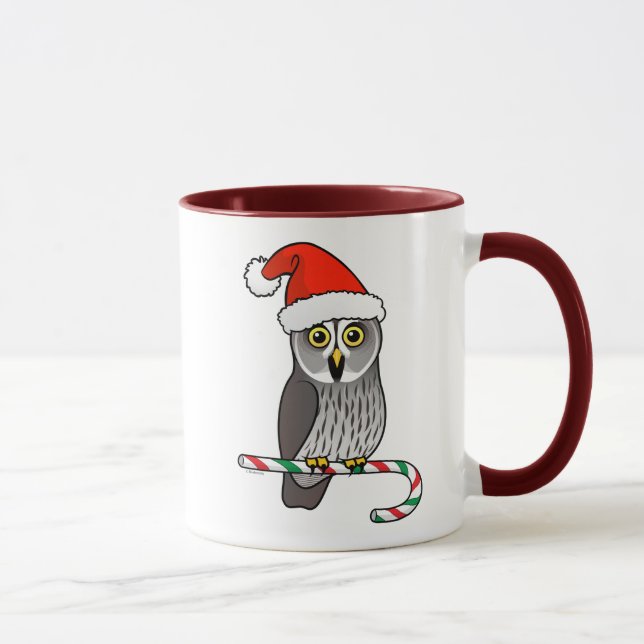 Tasse Grande chouette grise Père Noël (Droite)