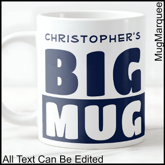 Tasse grande Navy deux tons avec texte personnalis