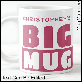 Tasse grande rose à deux tons avec texte de nom pe