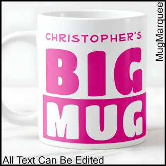Tasse grande rose deux tons avec texte de nom pers