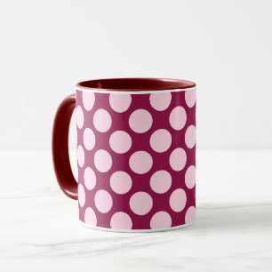 Tasse Grands rétros points - Bourgogne et rose de
