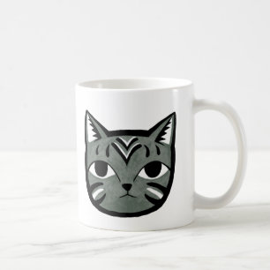 Tasse graphique de chat tigré de chat unique gris