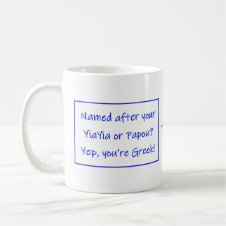 Tasse grecque avec une phrase sur votre nom