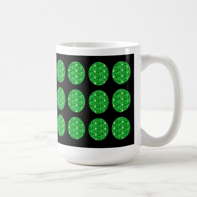 Tasse Green Glitzer Circles on Black (Rechts)