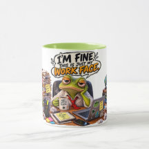 Tasse Grenouille Visage de Travail Je vais Bien