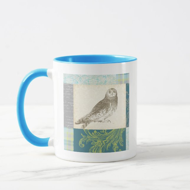 Tasse Grey Owl sur Arrière - plan Motif (Gauche)