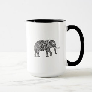 Tasse Griffonnage stylisé d'éléphant d'imaginaire