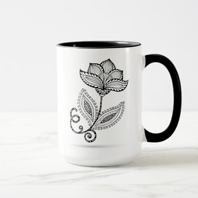 Tasse Griffonnages de Paisley Mehndi de henné (Droite)