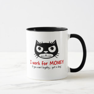 Tasse grincheuse d'argent et de chat de fidélité