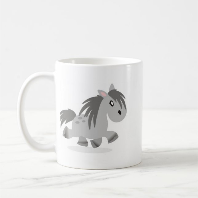 Tasse grise de bande dessinée de poney de (Gauche)