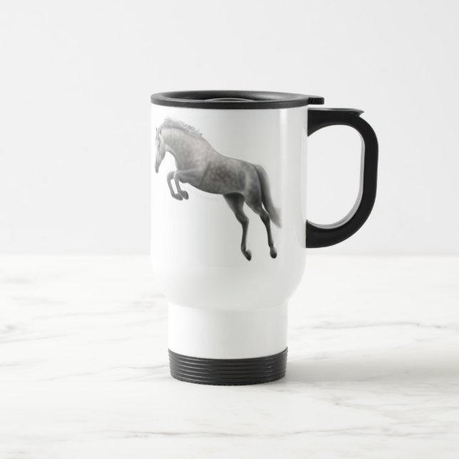 Tasse grise sautante de voyage de cheval (Droite)