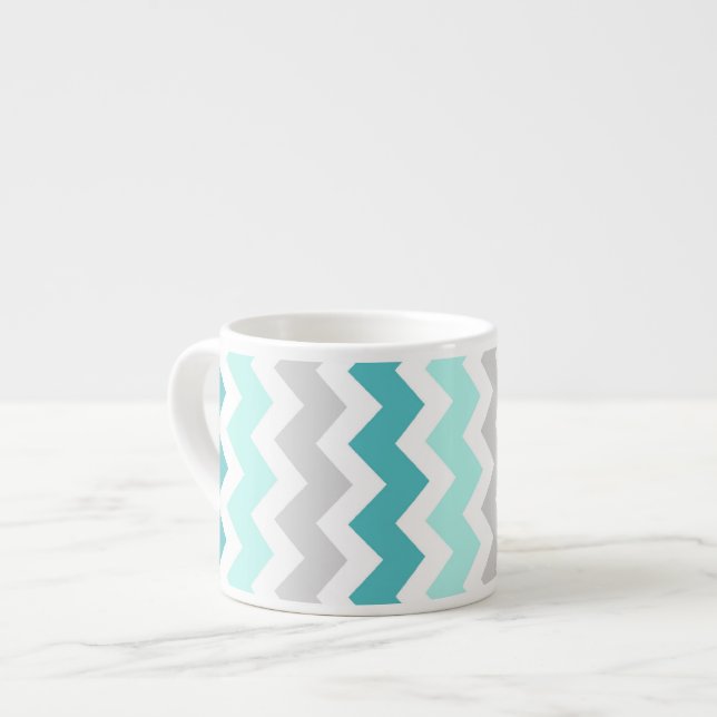 Tasse grise turquoise de café express de motif de (Devant gauche)