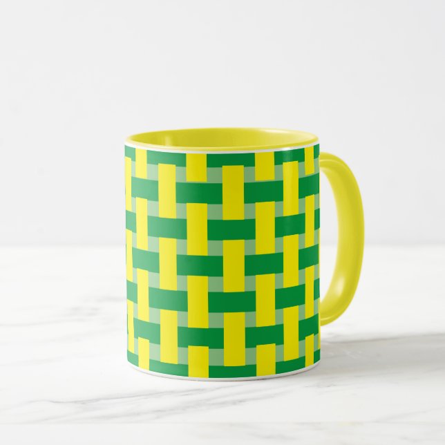 Tasse - Grün-gelber Webmuster (VorderseiteRechts)