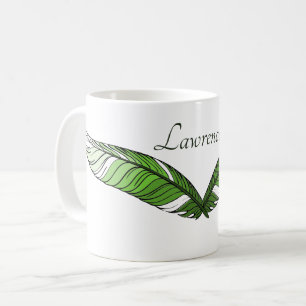 Tasse - Grüne Federn und Name